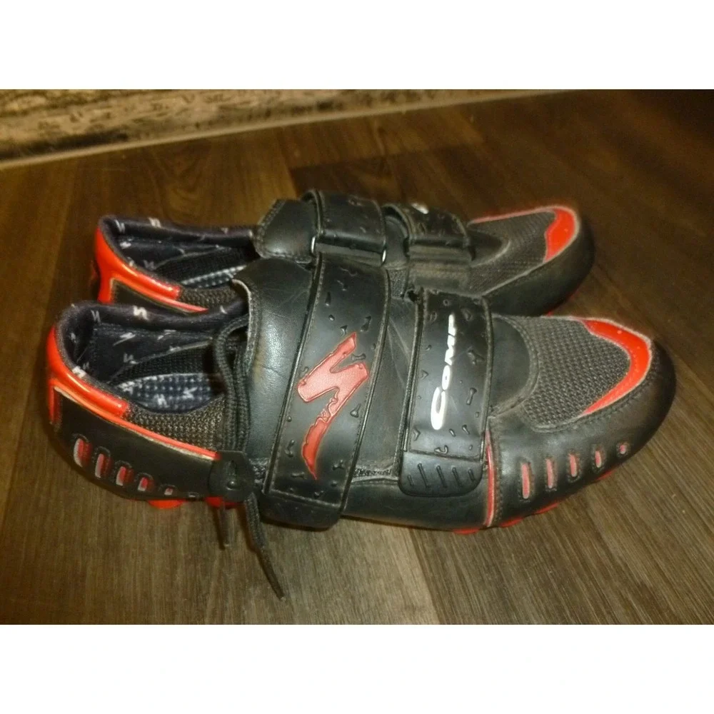 Specialized Comp Mountain Bike Shoes Black Red Cycling MTB 3-Strap Mens